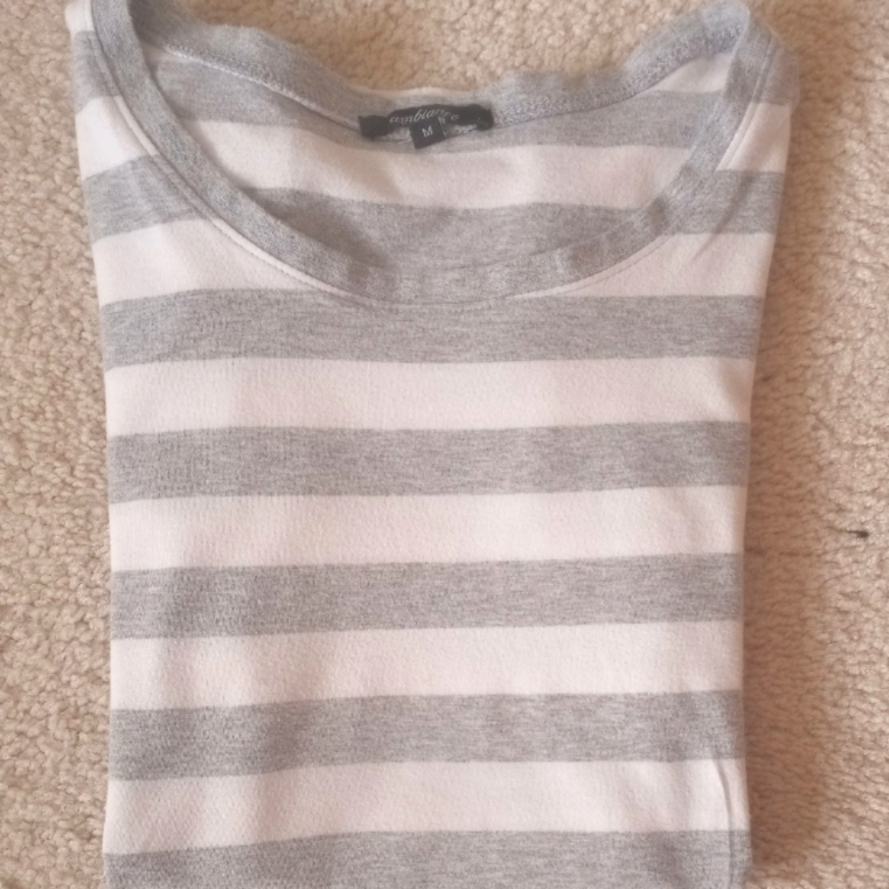 Grey & White Stripped Tee | Ambiance